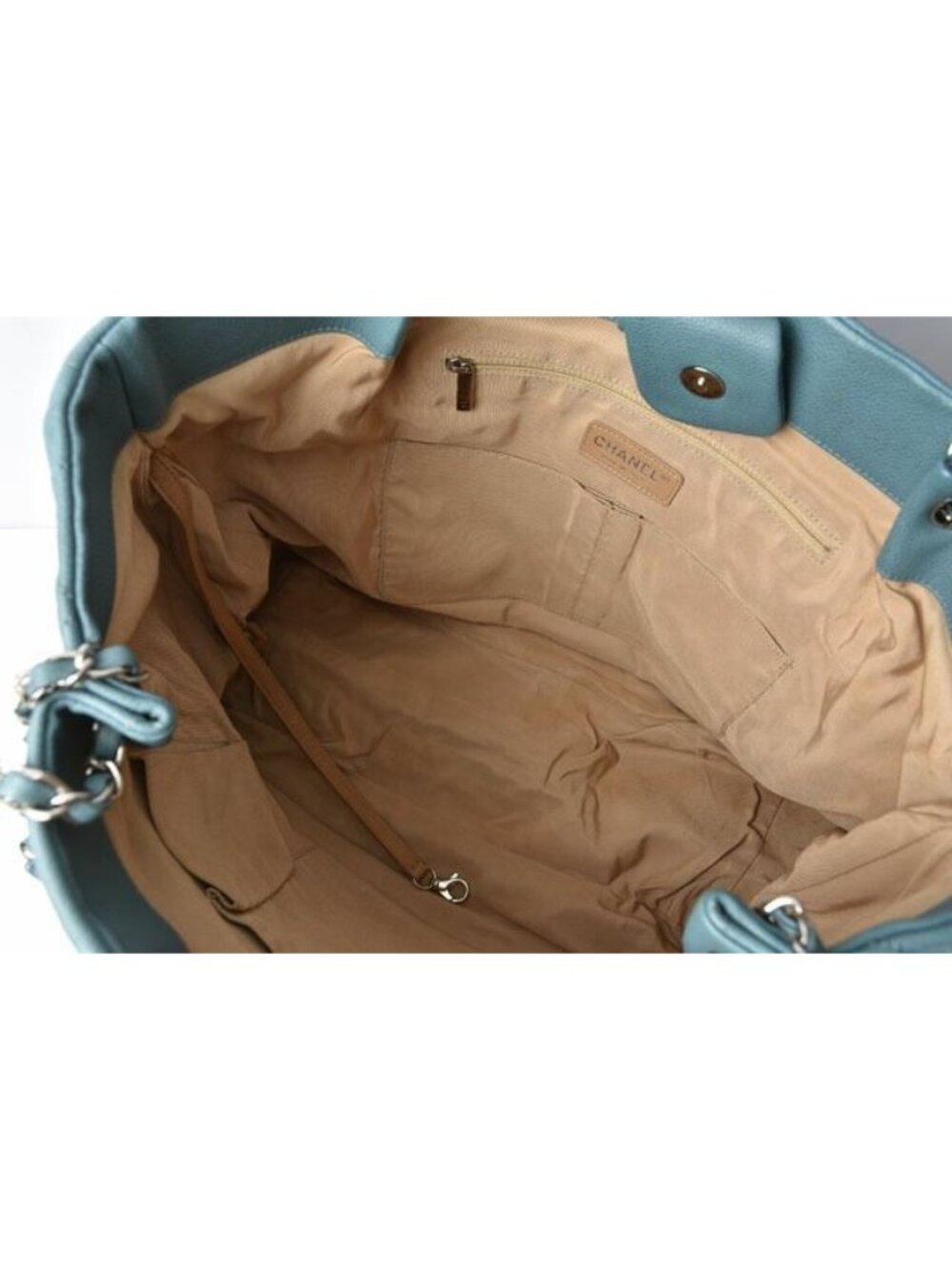 Chanel Tote Bag 2-Way Chain Quilted Stitching Light Blue - Picture 4 of 10